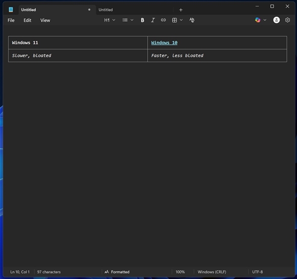Windows记事本表格功能实测：比Word更简单、兼容Markdown