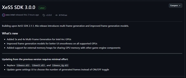 Intel XeSS 3.0 SDK发布：四年前就承诺的开源还没实现