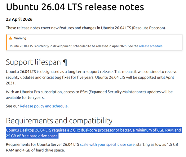 Linux开始吃内存 Ubuntu 26.04要求至少6GB！Win11 4GB起步