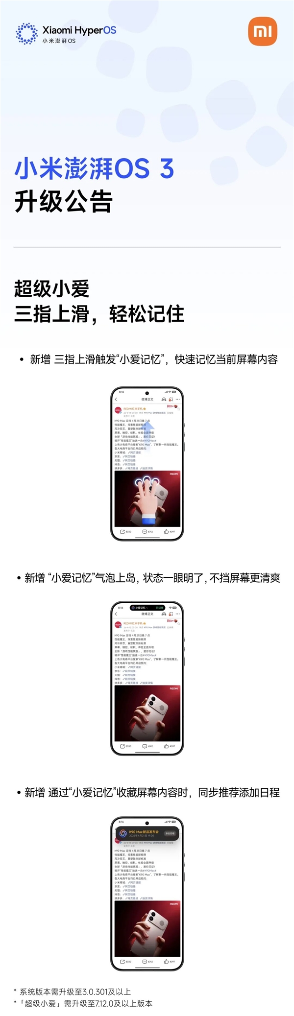 一图秒懂：小米澎湃OS 3核心升级全汇总
