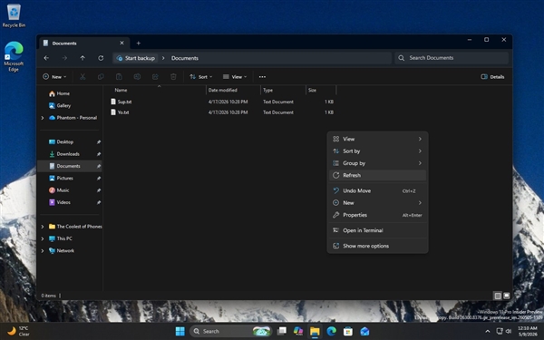 用户等了整整五年！Windows 11右键菜单终于加回&ldquo;刷新&rdquo;了