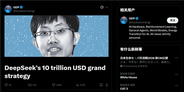 老外分析DeepSeek下了一盘大棋：能帮中国创造10万亿美元财富