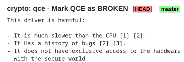高通专用加密驱动比CPU软件还慢!Linux直接拉黑:单队列+漏洞多