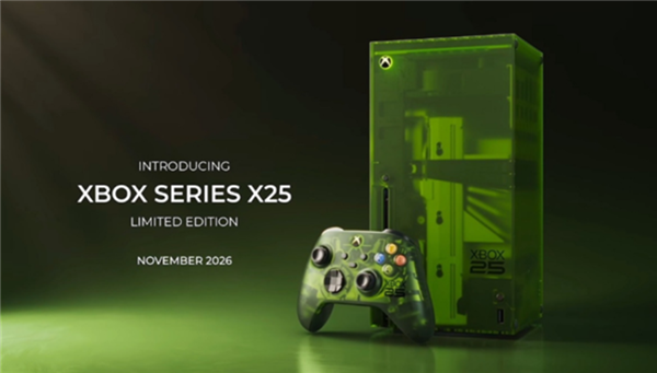 微软25周年纪念版XBOX Series X上市：半透明绿色外壳设计