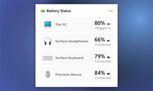 微软终于想通了！Windows 11推出电池小工具：设备电量一目了然