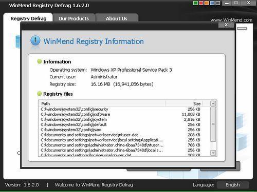 WinMend Registry Defrag截图