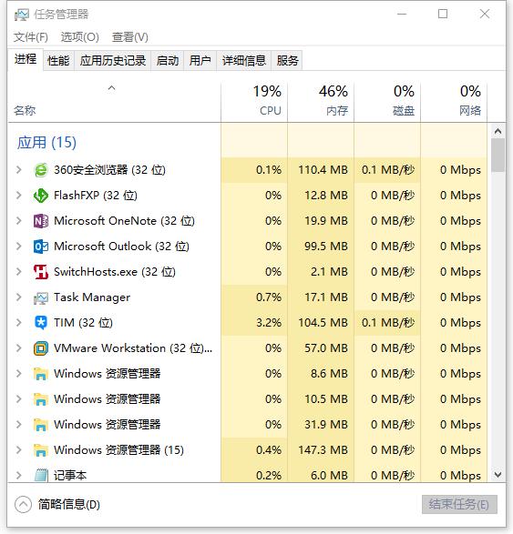 windows任务管理器截图