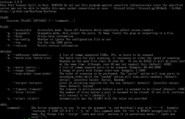 RustScan&mdash;&mdash;Rust开发的高速端口扫描器