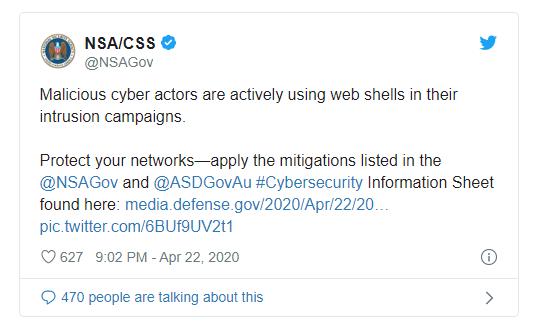 NSA披露Web Shell漏洞列表,警惕黑客部署后门