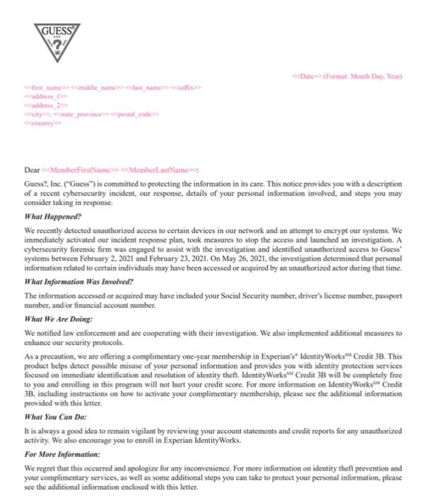 Guess遭受勒索软件攻击后出现数据泄露事件