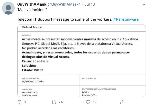 阿根廷电信公司被黑并遭勒索750万美元