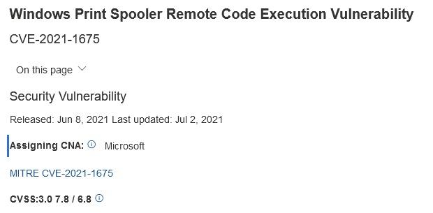 微软发布PrintNightmare补丁仅过去1天就被爆可轻松绕过