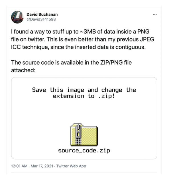 Twitter图片可能被滥用来隐藏ZIP、MP3文件
