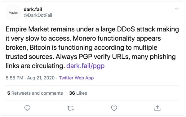 暗网巨头Empire Market关闭数日，是DDoS还是“退场骗局”？