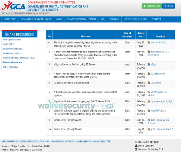 ESET的研究人员发现了一起针对越南政府认证机构的供应链攻击行动