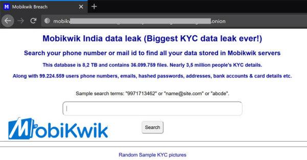 MobiKwik 350万用户数据泄露