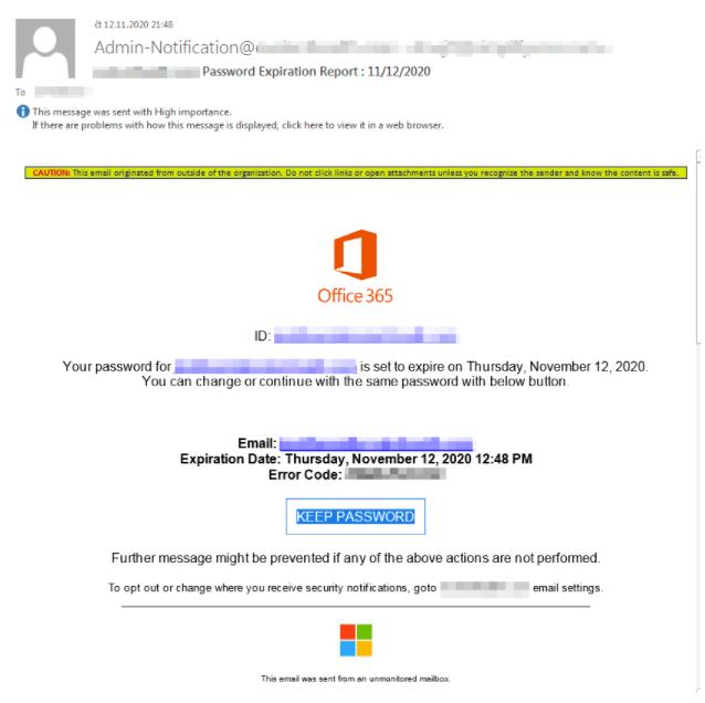 黑客针对公司高管伪造Office 365密码过期报告进行钓鱼攻击