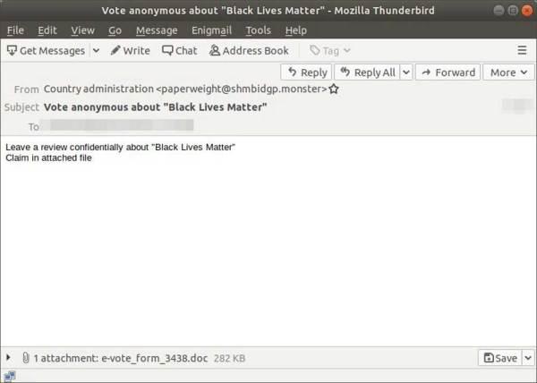 恶意软件通过虚构Black Lives Matter活动进一步传播