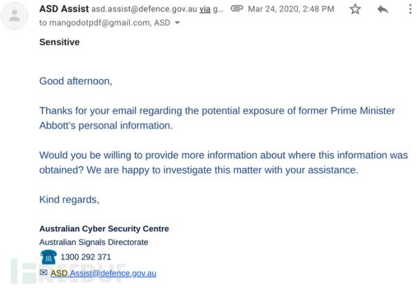 澳大利亚前总理Tony Abbott个人隐私数据泄露