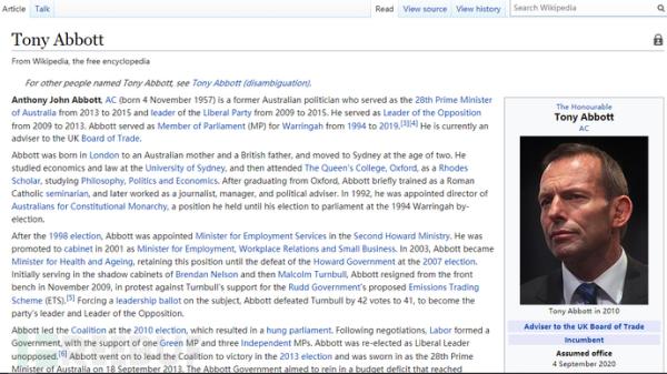 澳大利亚前总理Tony Abbott个人隐私数据泄露