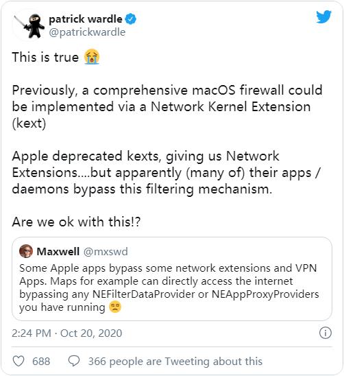 macOS Big Sur可被应用程序绕过防火墙和虚拟专用网