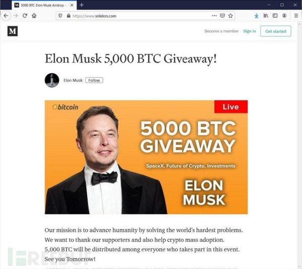 黑客伪装成马斯克的节目来窃取虚拟货币