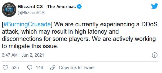 暴雪称再次遭DDoS攻击 玩家可能面临高延时和断线现象