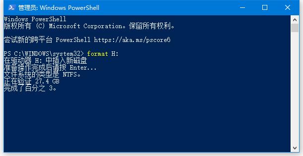 使用命令进行格式化