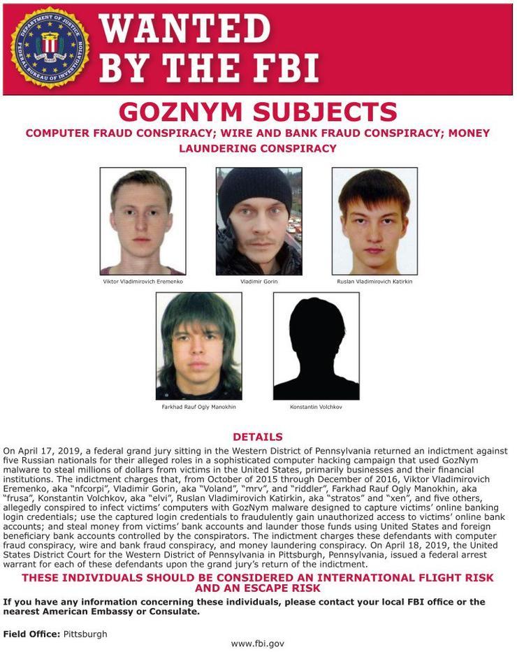 出来混迟早要还，FBI 通缉5名在逃黑客