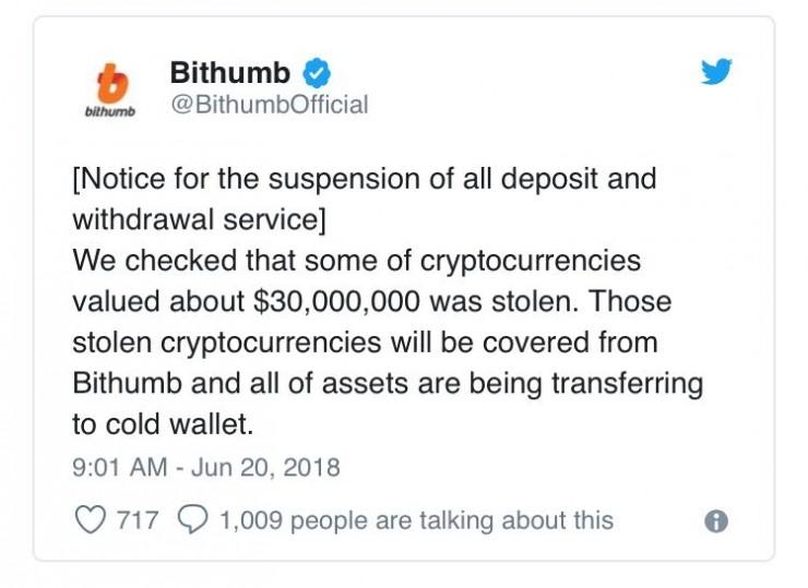 为什么受伤的总是我？ 又一数字货币交易所 Bithumb 被黑客偷走3000万美元