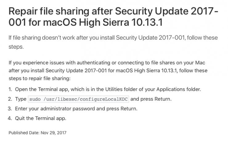 除了无需密码即可解锁电脑，macOS 又出了文件共享问题