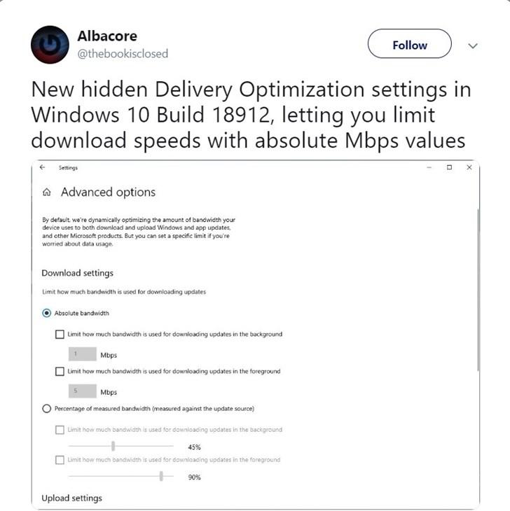 Windows 10将允许用户设置系统更新下载速度