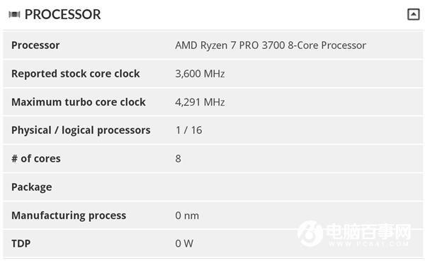 锐龙7 PRO 3700规格曝光：加速频率只比3700X低了100MHz