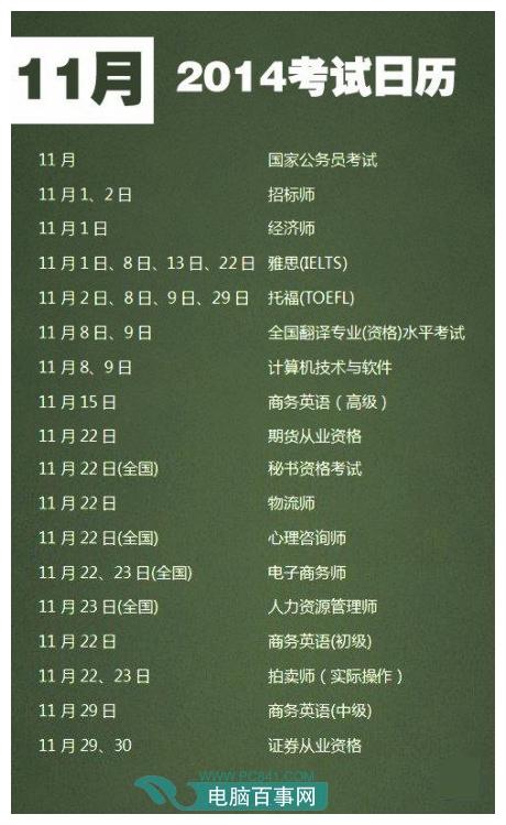 2014年5月至12月有哪些考试?2014年5月至12月考试时间安排