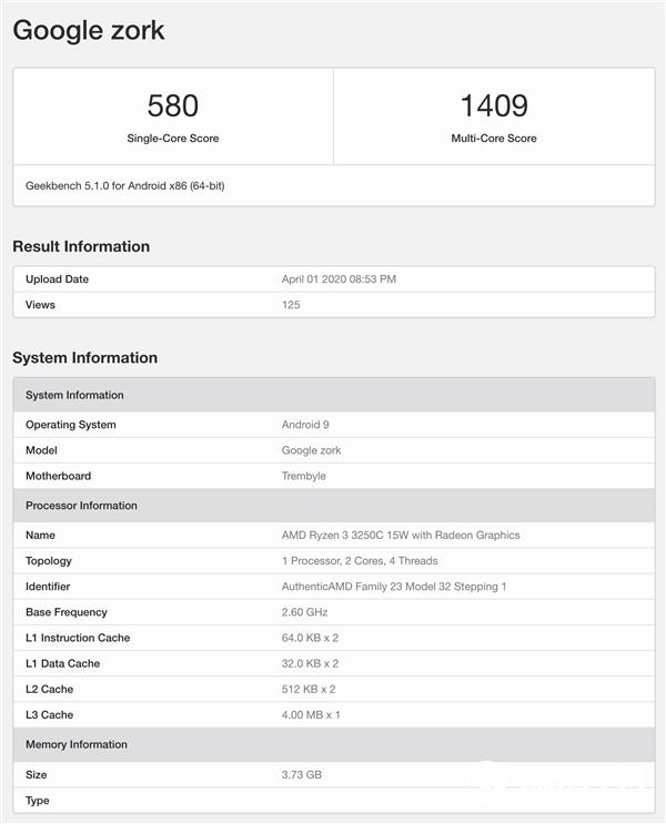 AMD锐龙3 3250C曝光：双核15W TDP、运行Android 9系统