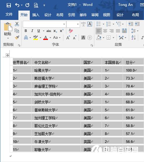 Word文档中输入的数字列表快速变成Word表格教程