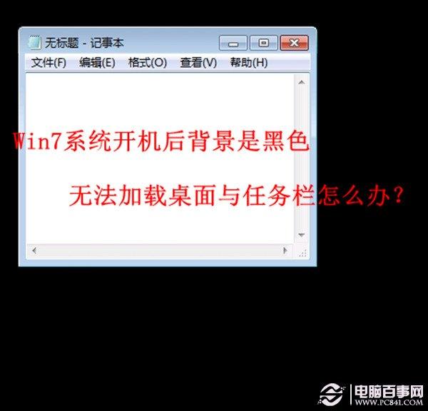 Win7系统开机后背景是黑色 无法加载桌面与任务栏怎么办?
