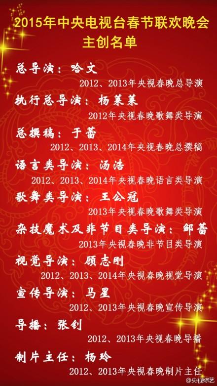 羊年春晚总导演是谁 2015春晚总导演是谁？