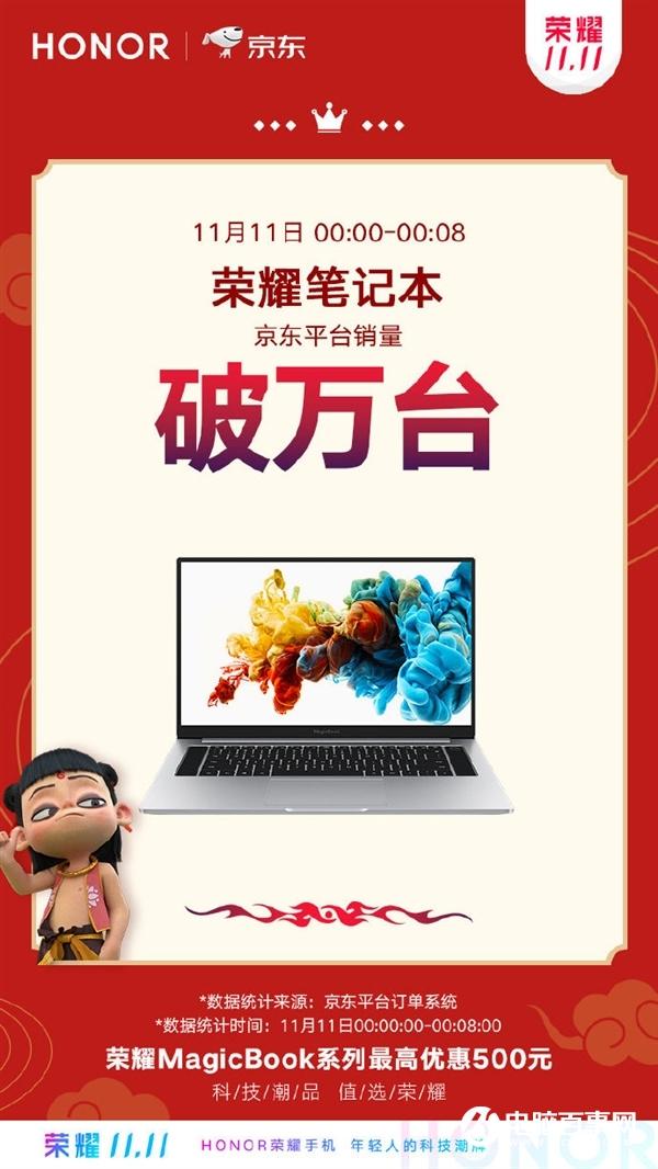 双11最高优惠500 荣耀MagicBook京东销量出炉：8分钟破万