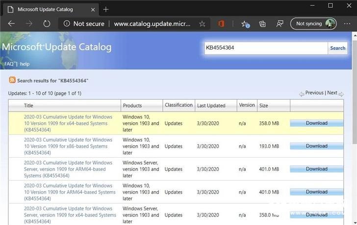 微软紧急发布 Win10 KB4554364 更新补丁,修复无法连接网络问题