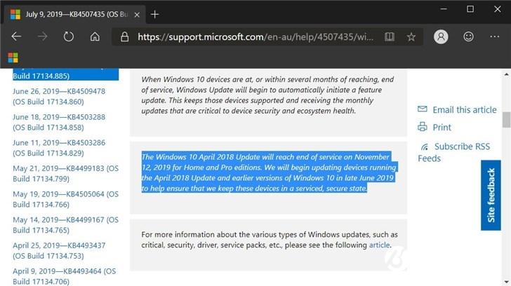 微软Windows Update页面新变:Windows 10停止支持时将通知用户