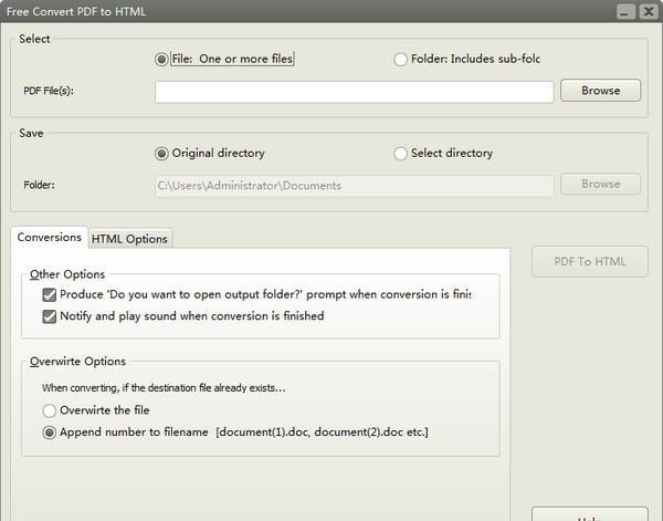 Free Convert PDF to HTML(PDF转HTML转换器)