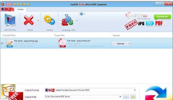 FoxPDF Free JPG to PDF Converter(JPG转PDF转换工具)