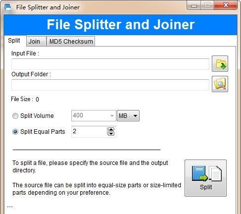 File Splitter and Joiner(文件分割合并工具)截图
