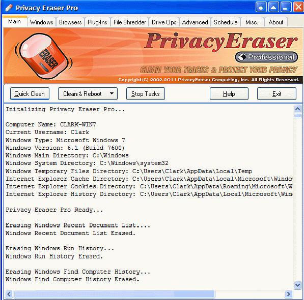 电脑隐私保护软件(Privacy Eraser Pro)截图