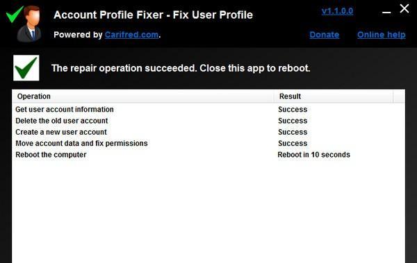 Account Profile Fixer(帐户设定档修复工具)截图