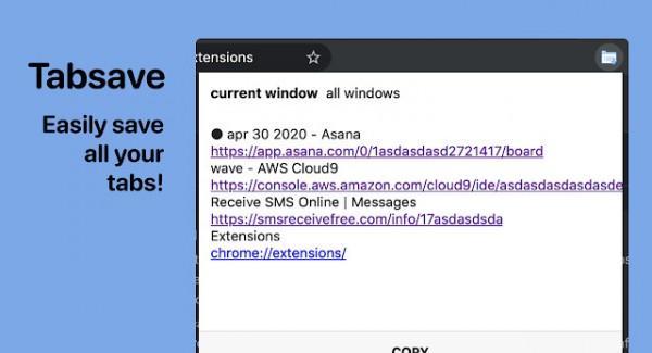 Tabsave Chrome插件截图