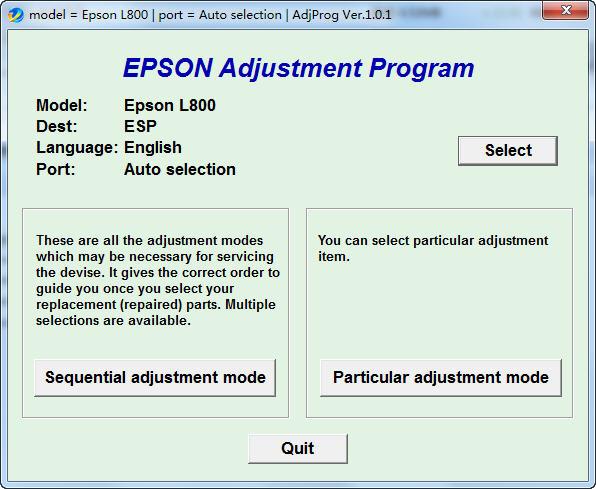 爱普生EPSON L801 L800清零软件维修工具截图