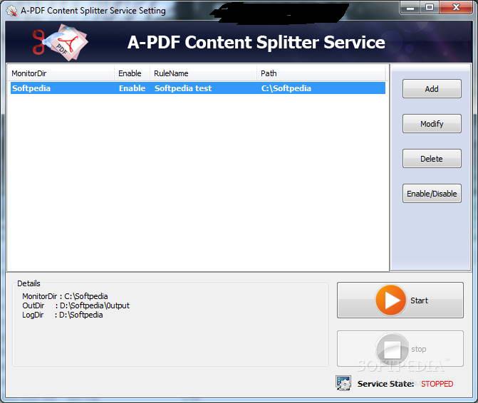 A-PDF Content Splitter Service 2.4截图