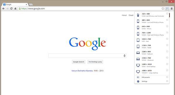 Chrome窗口大小调节插件截图
